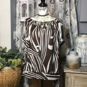 Silky animal print side waist tie blouse